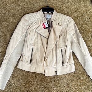 Women's Halogen Cream Leather Jacket